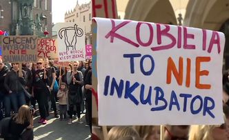 Czarny protest na Rynku Głównym w Krakowie