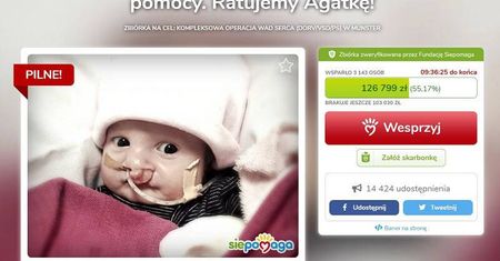 Dobiega końca zbiórka pieniędzy na operację Agatki z Lublina. Brakuje jeszcze 100 tys. zł