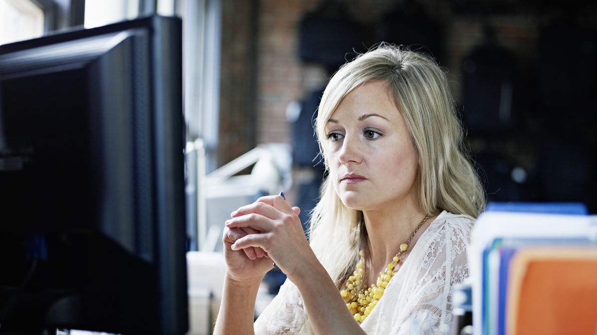 Businesswoman looking at computer monitorBusinesswoman looking at computer monitor in officeThomas BarwickAnticipation, Concentration, Confusion, Expertise, Focus