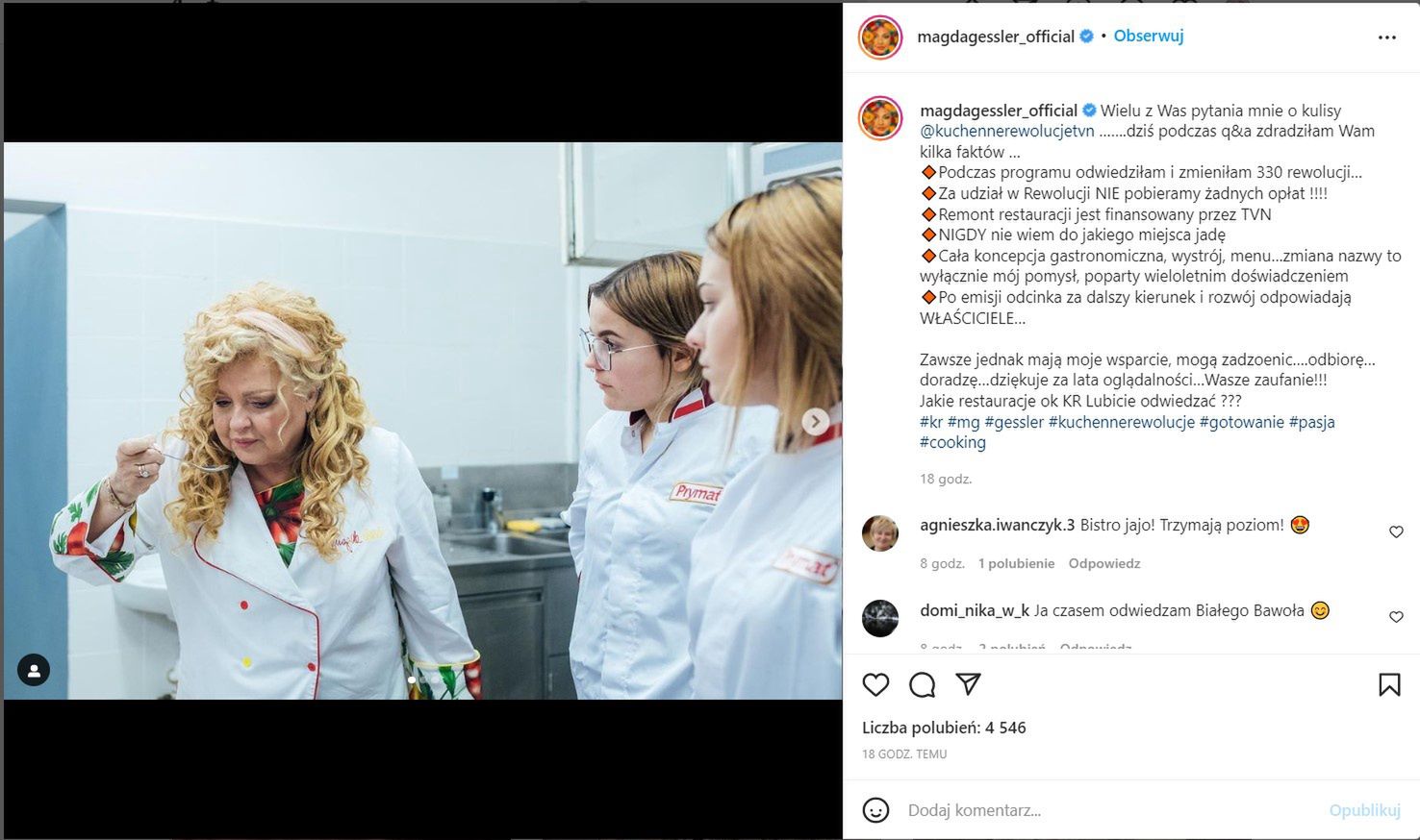 Magda Gessler opowiedziała, jak wygląda produkcja "Kuchennych Rewolucji" 