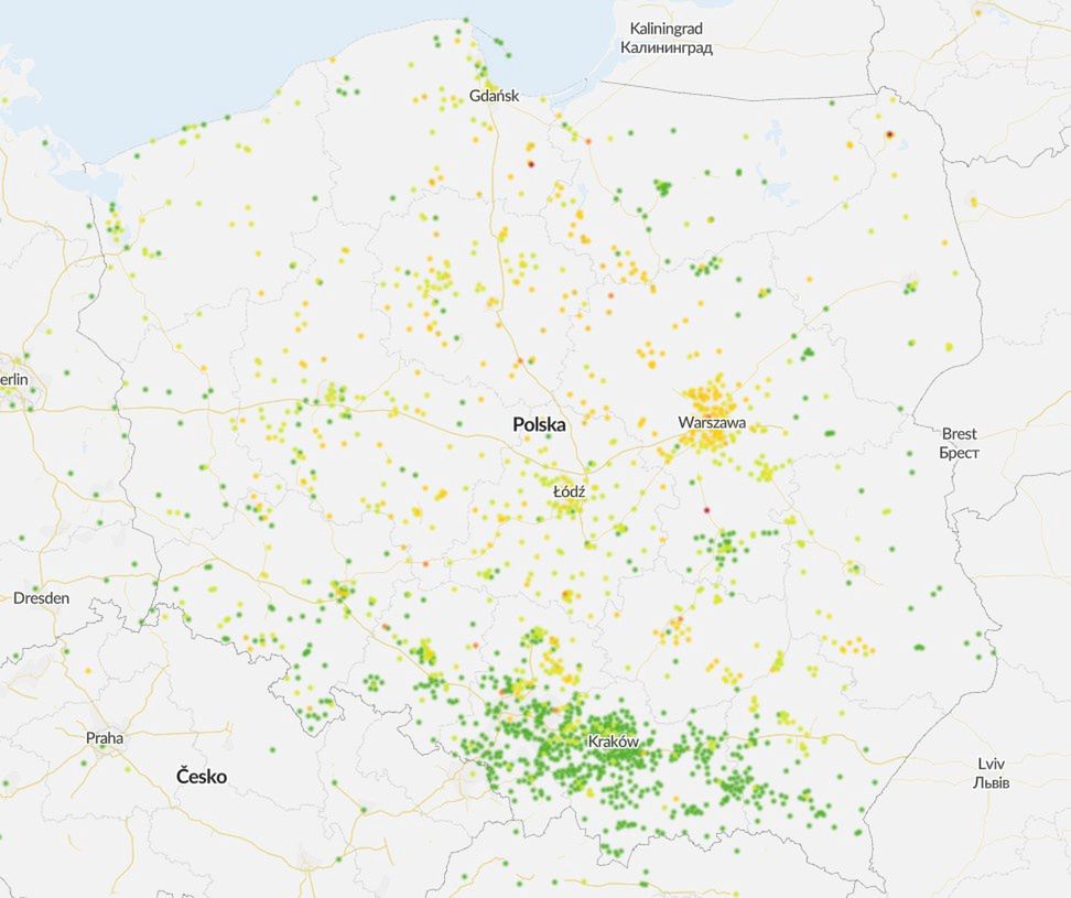 Smog w Polsce. Stan na 9 rano 23 września 2022.