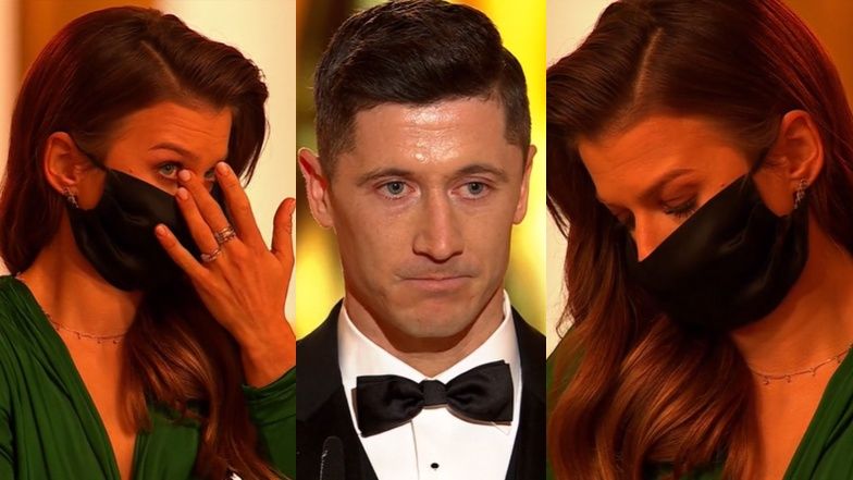 Anna Lewandowska wzruszona przemówieniem Roberta Lewandowskiego (Polsat Sport)