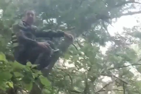Rosyjscy żołnierze musieli schronić się na drzewach uciekając przed powodzią 