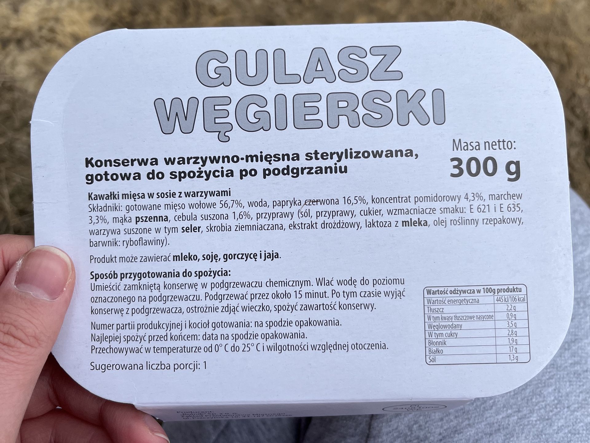 Znajdujący się w racji obiad trzeba najpierw podgrzać