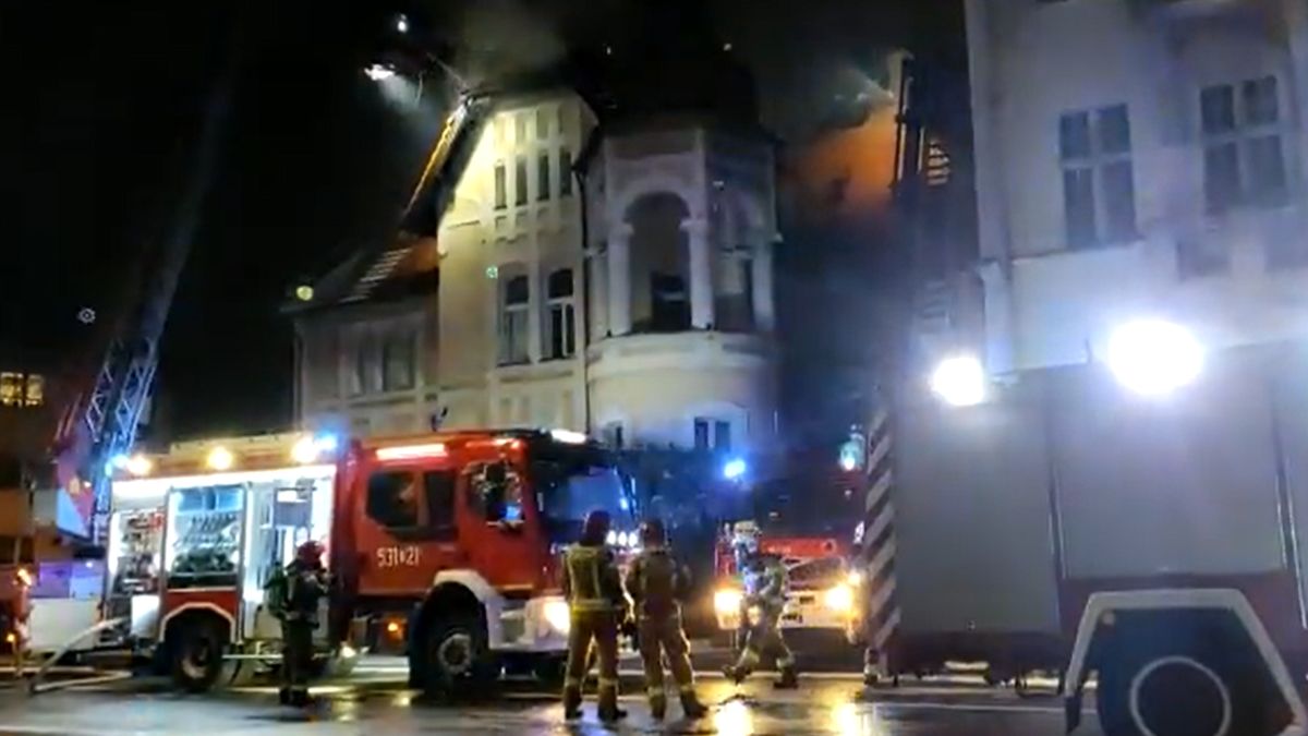 Pożar hotelu w Ostrowie Wlkp. 