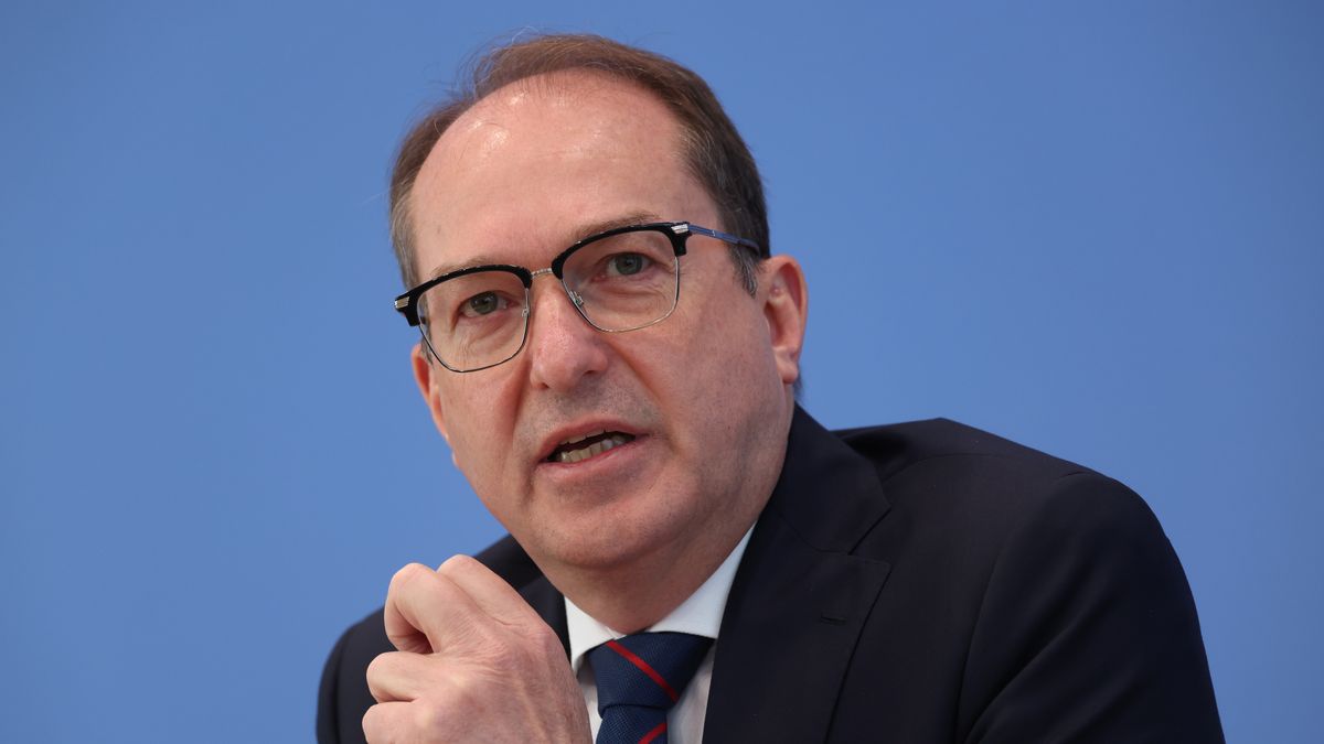 BERLIN, GERMANY - MAY 20: Interior Minister Alexander Dobrindt and President of the Federal Crime Bureau Holger Muench (not pictured) speak to the media to present the annual report on politically-motivated crime on May 20, 2025 in Berlin, Germany. The report, which also includes crime committed through political or religious extremism, shows a sharp uptake in far-right crime in 2024. (Photo by Sean Gallup/Getty Images)
