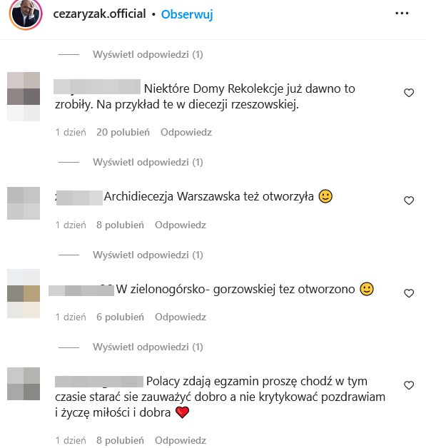 Komentarze na profilu Cezarego Żaka 