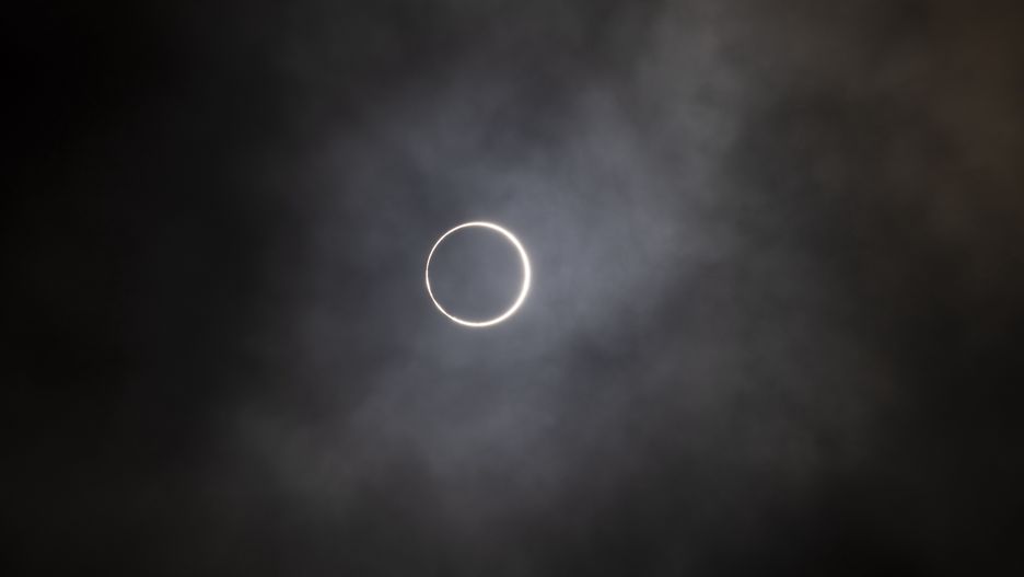 ALI, CHINA - JUNE 21: The annular solar eclipse is seen on June 21, 2020 in Ali Prefecture, Tibet Autonomous Region of China. (Photo by Jia Jiqian/VCG via Getty Images)