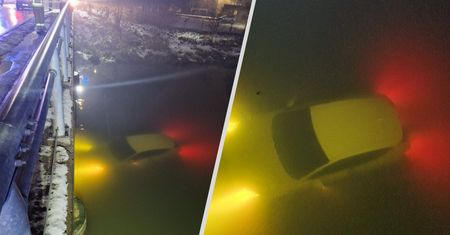 Wjechał jaguarem do Motławy. Są zdjęcia