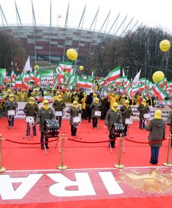 Szczyt bliskowschodni w Warszawie. Protest przed Stadionem Narodowym