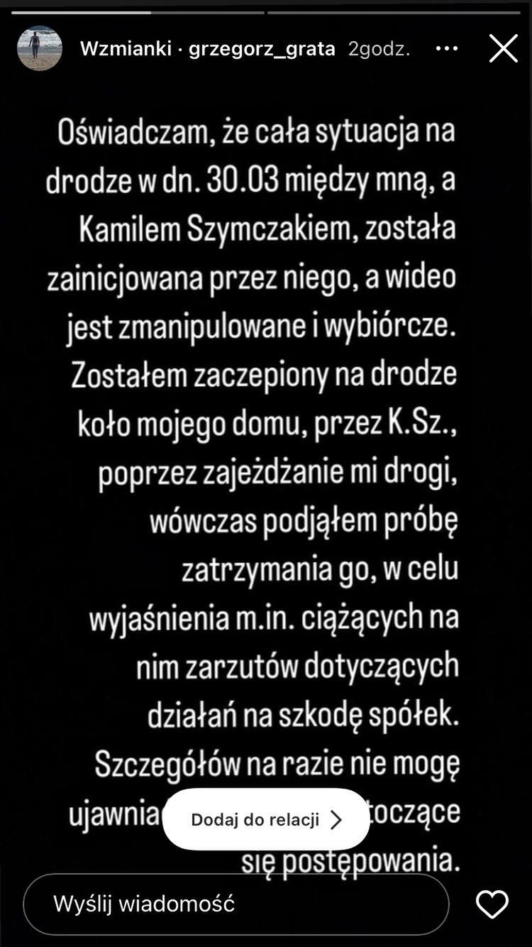 Kamil Szymczak kolizja w Krakowie. W tle wzajemne oskarżenia i "działanie na szkodę spółek"