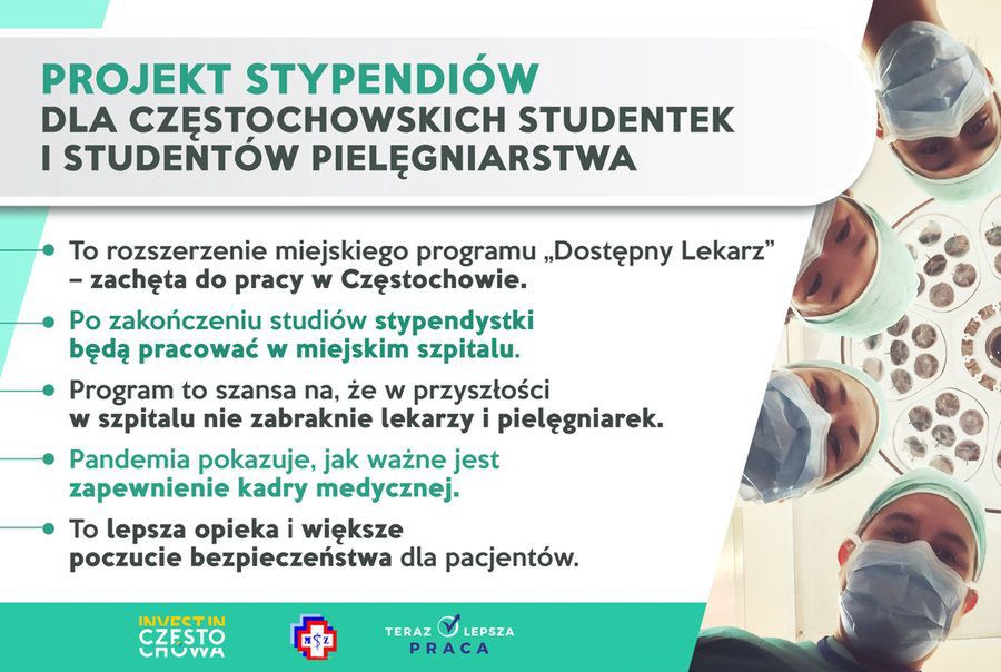 Częstochowa. Miasto stypendiami chce zachęcić do pracy w miejskich szpitalach.