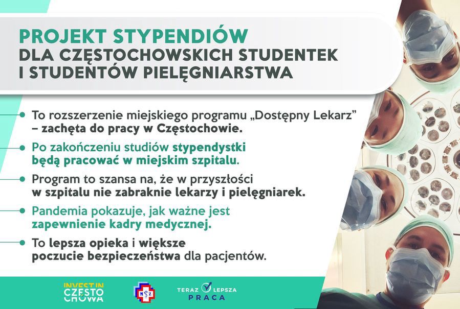 Częstochowa. Miasto stypendiami chce zachęcić do pracy w miejskich szpitalach.