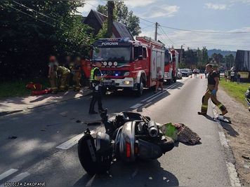 Dwa zdarzenia z udziałem motocyklistów. Jeden trafił do szpitala