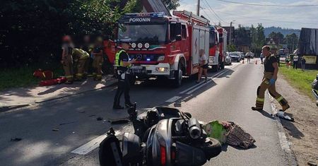 Poronin: Dwa zdarzenia z udziałem motocyklistów. Jeden trafił do szpitala