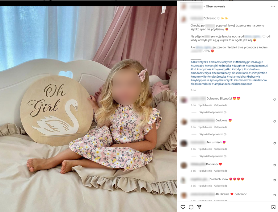 3-latka traktowana jako słup reklamowy. Witamy na Instagramie