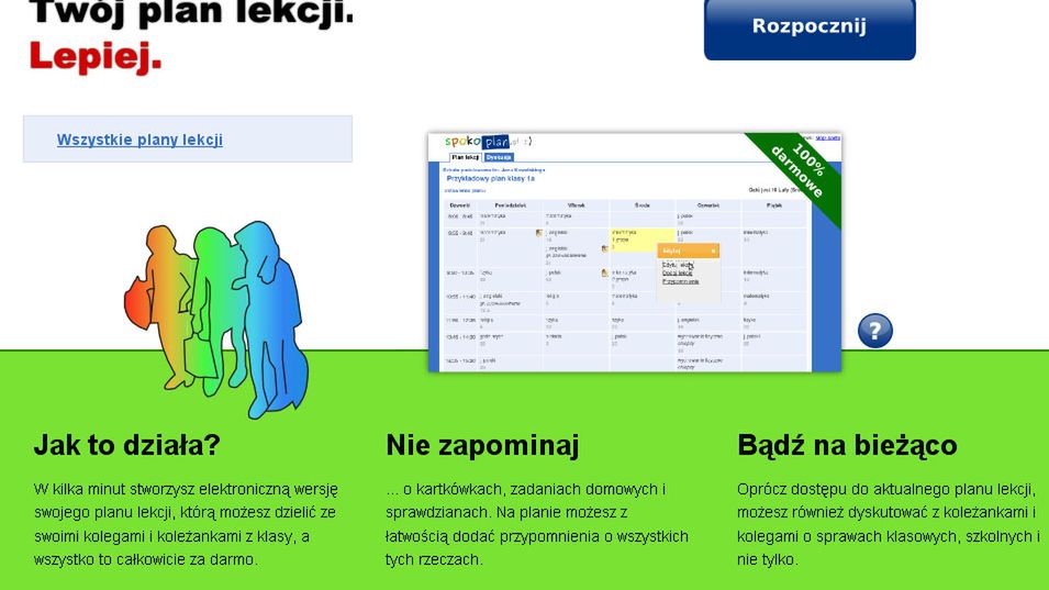 Spokoplan.pl - społecznościowy plan lekcji, za darmo 1