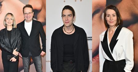 Garstka gwiazd na premierze filmowej: Robert Górski z żoną, Nikodem Rozbicki, Maja Ostaszewska