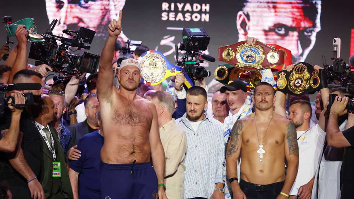Getty Images / Richard Pelham / Na zdjęciu: Ołeksandr Usyk i Tyson Fury