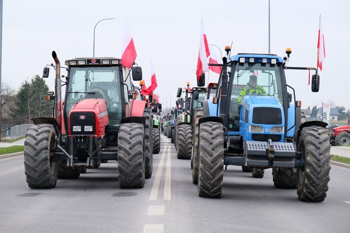 Protest rolników w Lublinie na ul. Abramowickiej