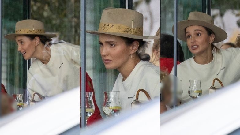 Marina Łuczenko ucztuje w restauracji z Liamem i suczką Nalą