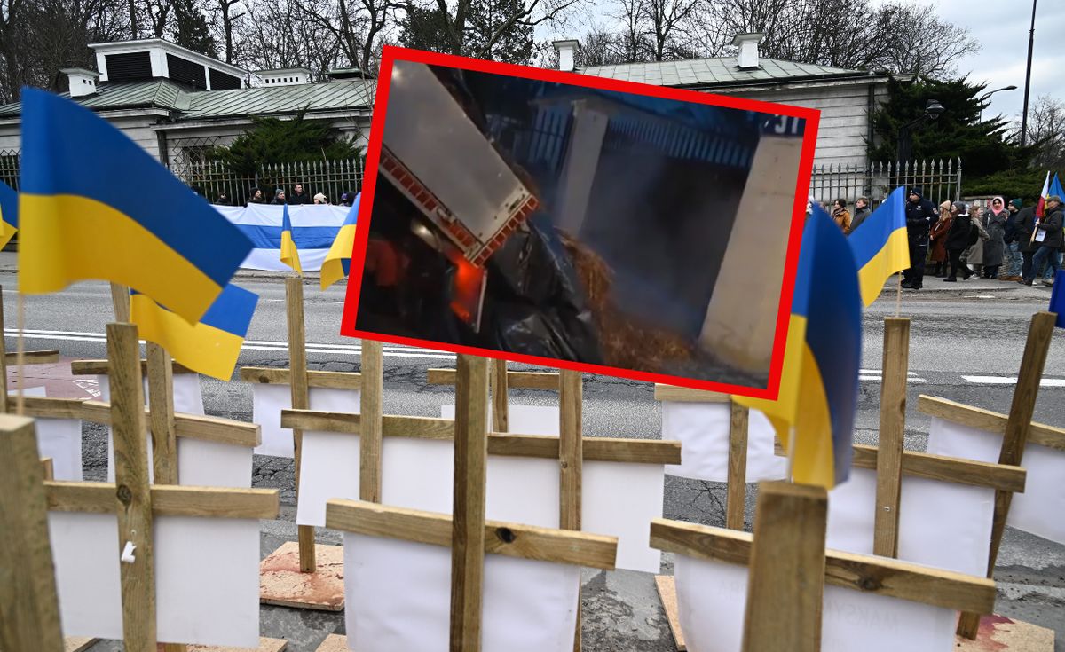 Obornik przed rezydencją ambasadora Rosji w Polsce.