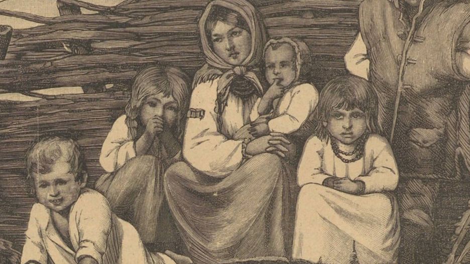 Chłopskie dzieci na rysunku W. Grabowskiego 