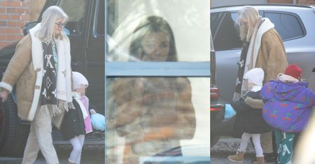 Odziana w szal Louis Vuitton mama zapracowanej Anny Lewandowskiej opiekuje się wnuczkami