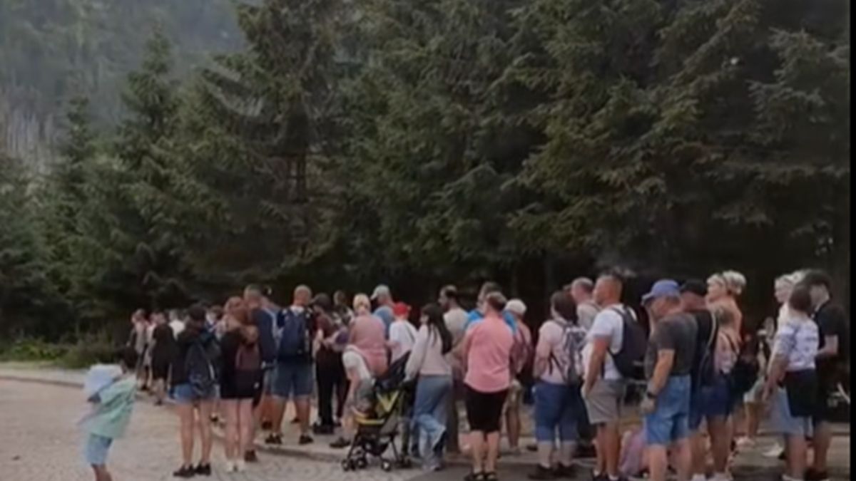 Kolejka do transportu konnego na Morskim Oku.