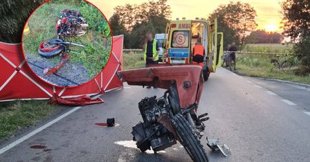 21-letni motocyklista zginął po uderzeniu w ciągnik rolniczy. Traktor został rozpołowiony, a motocykl doszczętnie zniszczony