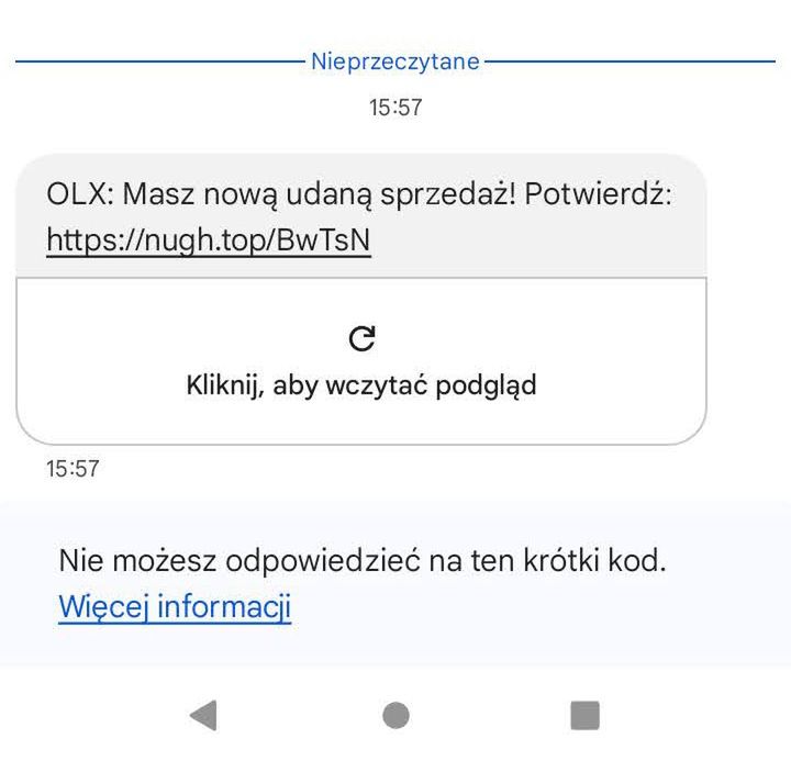 Fałszywa wiadomość SMS