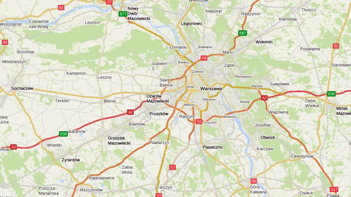 Fragment mapy Targeo, którą zarządza AutoMapa