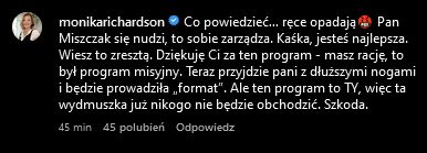 Monika Richardson wspiera Katarzynę Dowbor 