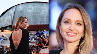 Angelina Jolie w czarnej kreacji odsłania gigantyczne tatuaże na plecach podczas filmowej premiery. Robi wrażenie?