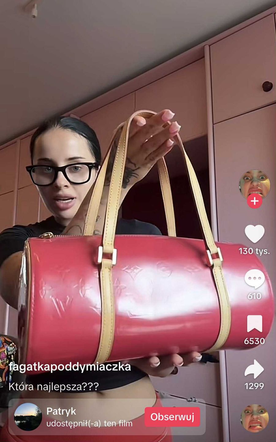 Louis Vuitton Papillon Pink / Beige Vernis Leather 30