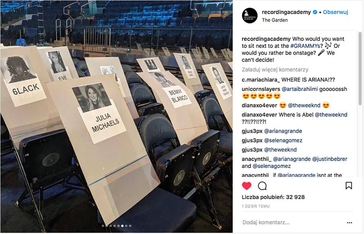 Grammy 2018: jak zostały usadzone gwiazdy?