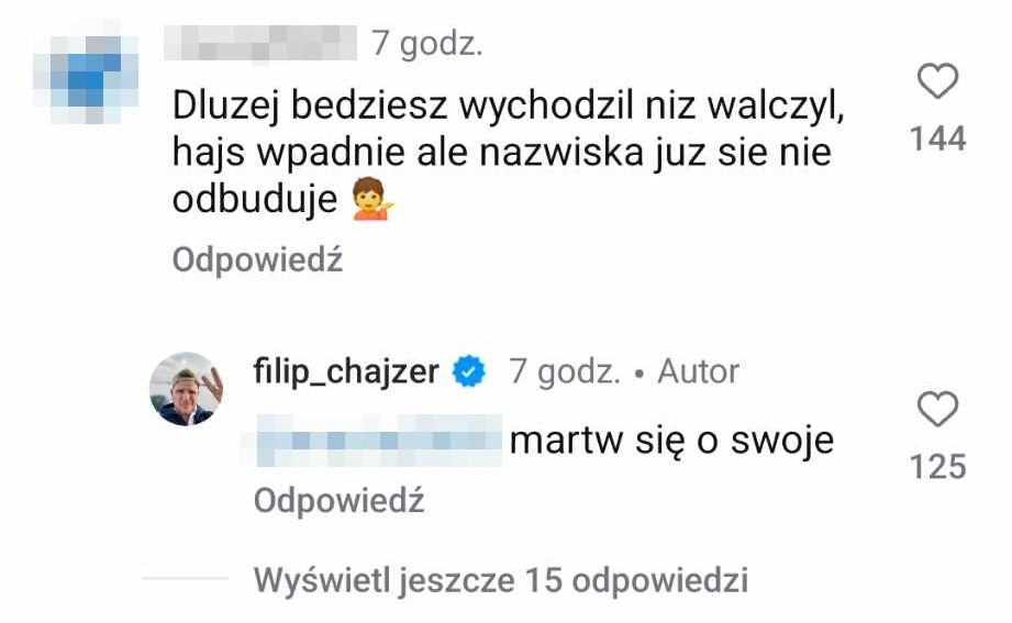 Filip Chajzer odpowiada na komentarz