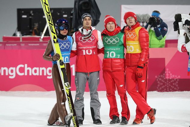 Polska drużyna skoczków w czasie konkursu drużynowego Zimowych Igrzysk Olimpijskich w Pjongczang