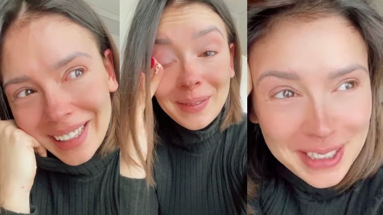 Klaudia Halejcio pokazuje, jak płacze ze szczęścia