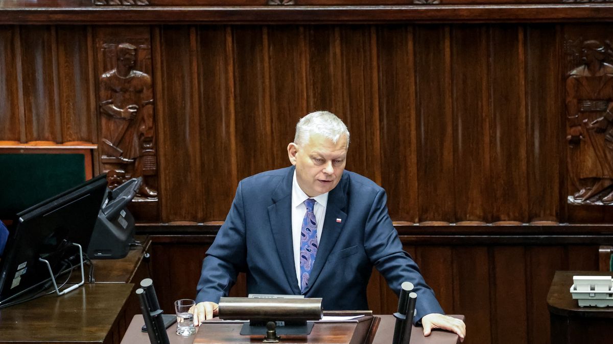 WARSAW, POLAND - 2024/04/24: Marek Suski of Polish Parliament attends the 10th session of Polish Parliament in the Parliament building on Wiejska Street. The parliament discusses controversial issues of the rule of law. (Photo by Dominika Zarzycka/SOPA Images/LightRocket via Getty Images)