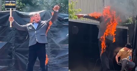 Dubler Harrisona Forda solidaryzował się z protestującymi na scenie. Nagle STANĄŁ W PŁOMIENIACH (WIDEO)