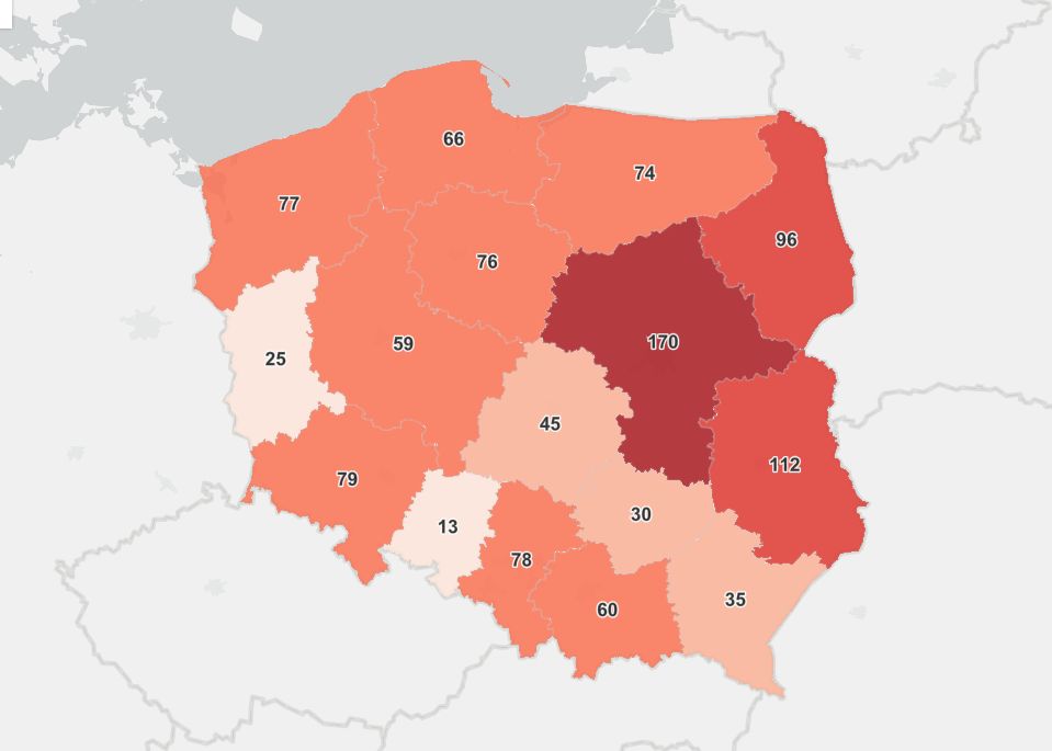 Liczba nowych zakażeń w Polsce. 30 października 2023