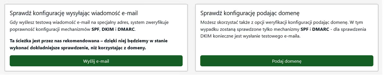 Sprawdzenia SPF i DMARC