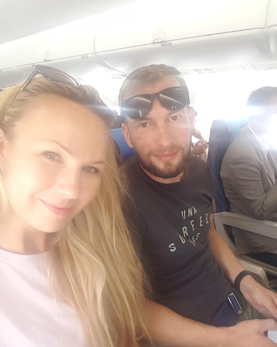 Anna Guzik z mężem