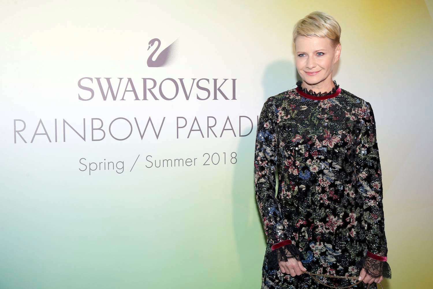 Małgorzata Kożuchowska w bordowych botkach na premierze kolekcji Swarovski