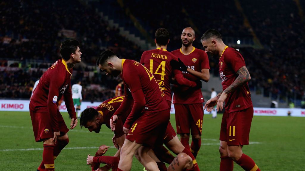 radość zawodników AS Roma