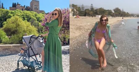 Roześmiana od ucha do ucha Agnieszka Kaczorowska hasa w bikini po hiszpańskiej plaży (ZDJĘCIA)