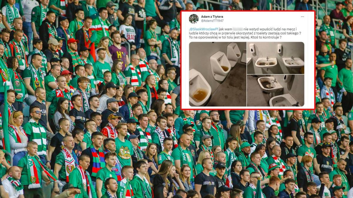 Zdjęcie okładkowe artykułu: Getty Images / Getty / Twitter / Na zdjęciu: kibice Śląska Wrocław / toaleta na stadionie