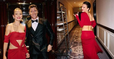 Anna Lewandowska w kreacji znanego domu mody pozuje z Robertem za kulisami gali Złotej Piłki (ZDJĘCIA)