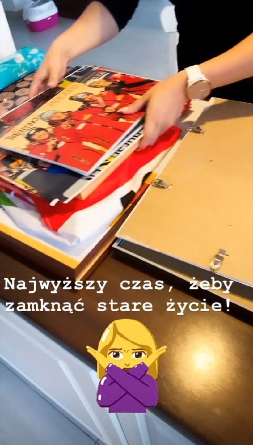 Justyna Żyła niszczy zdjęcia z byłym mężem